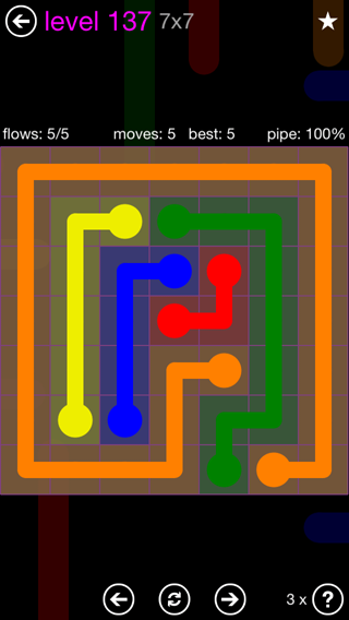 Solution and Answer to the Puzzle for Flow 7mania Pack Set 7x7 Level 137