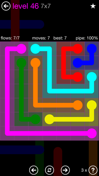 Solution and Answer to the Puzzle for Flow 7mania Pack Set 7x7 Level 46