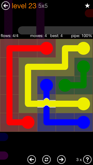 Solution and Answer to the Puzzle for Flow Bridges Pack Set 5x5 Level 23