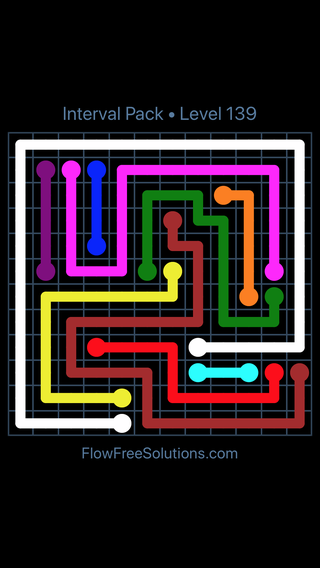 Solution and Answer to the Puzzle for Flow Free Interval Pack 6 X 6 To 12 X 12 Level 139