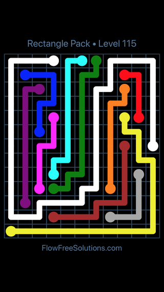 Solution and Answer to the Puzzle for Flow Free Rectangle Pack 11 X 13 Level 115